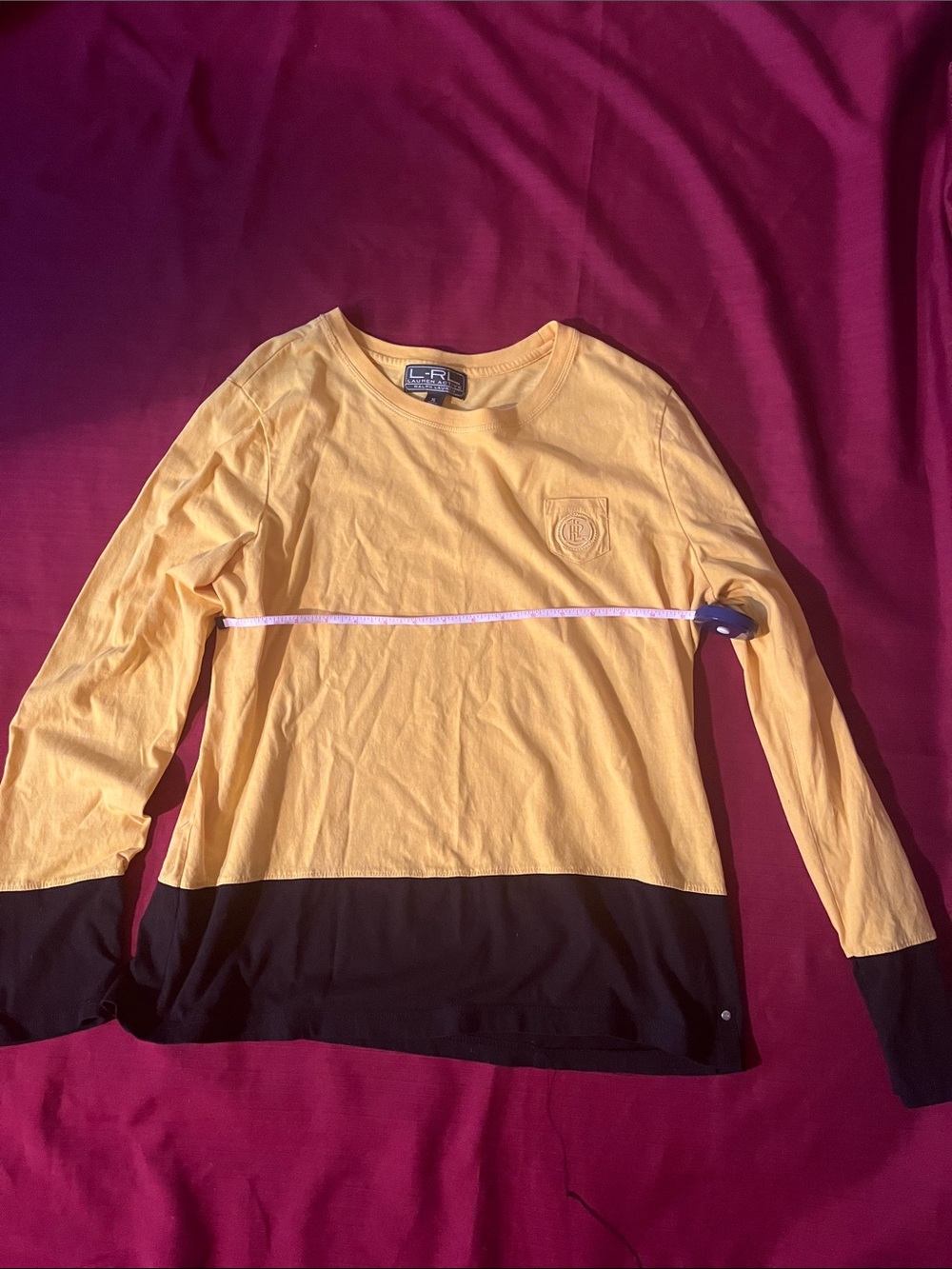 Ralph Lauren Long-Sleeve Yellow and Black Colorblock Tee